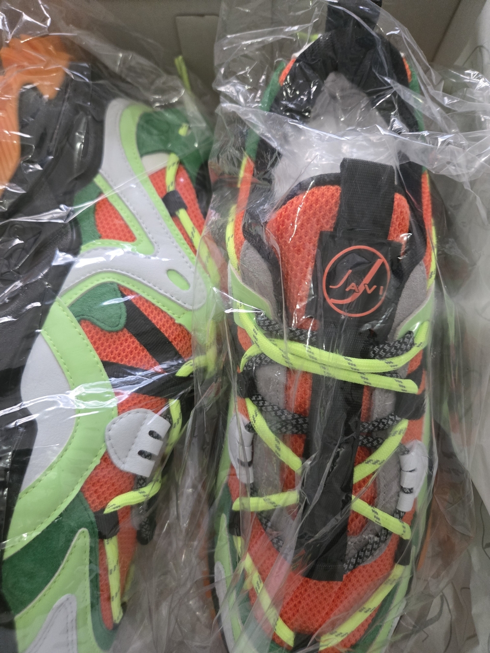 Javi Men  Neon Orange & Green Athletic Sneakers
